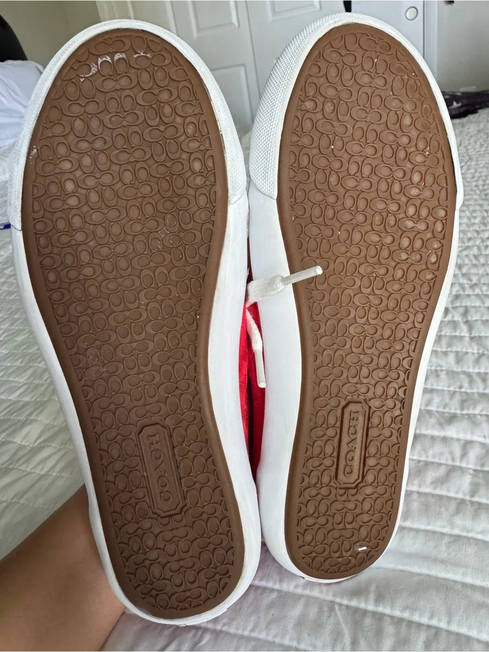 coach barrett signature canvas red sneakers size 7.5b